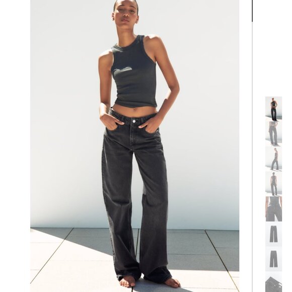 NWT ZARA ZW THE ‘90S WIDE LEG JEANS Gray marl - Picture 1 of 6